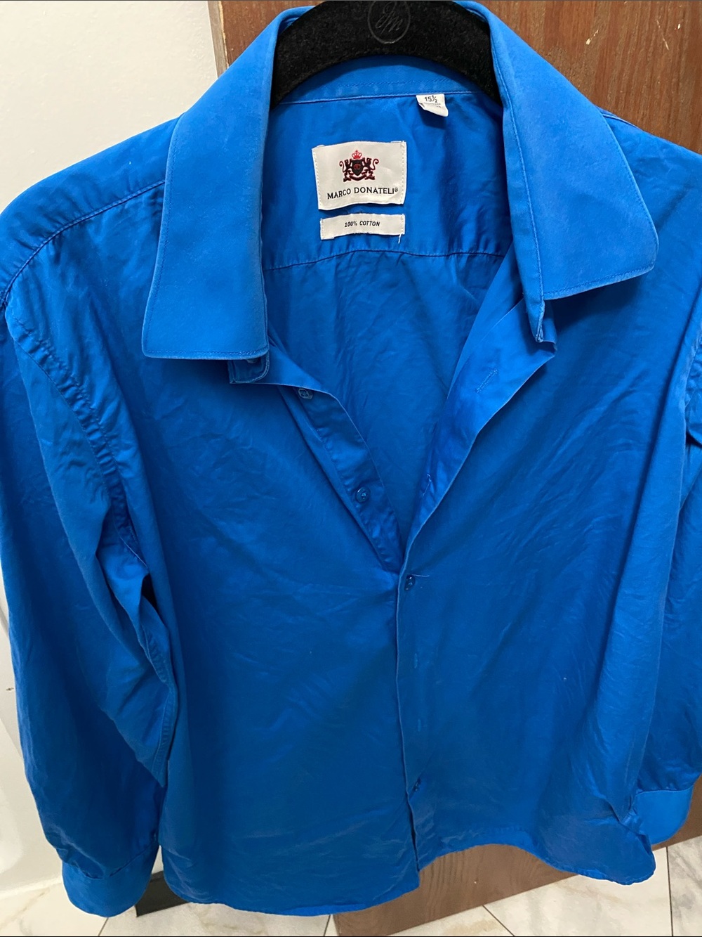 Men's Blue Cotton Dress Shirt